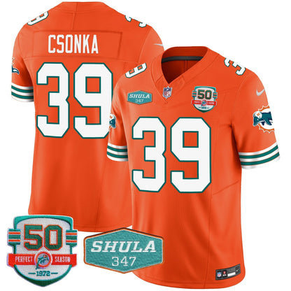 Men's Dolphins Throwback Shula 347 Patch Vapor Jersey - All Stitched
