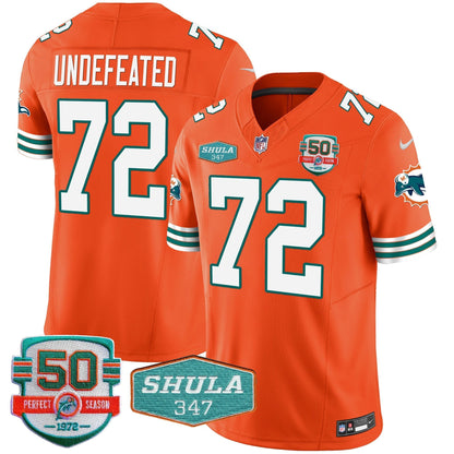 Men's Dolphins Throwback Shula 347 Patch Vapor Jersey - All Stitched