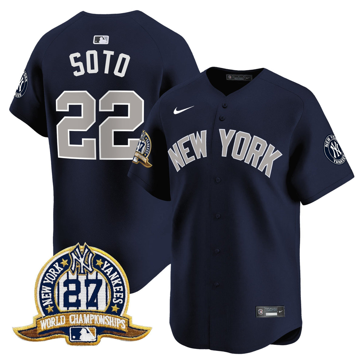 Men's New York Yankees 27 Time Champions Patch Vapor Premier Limited Jersey - All Stitched