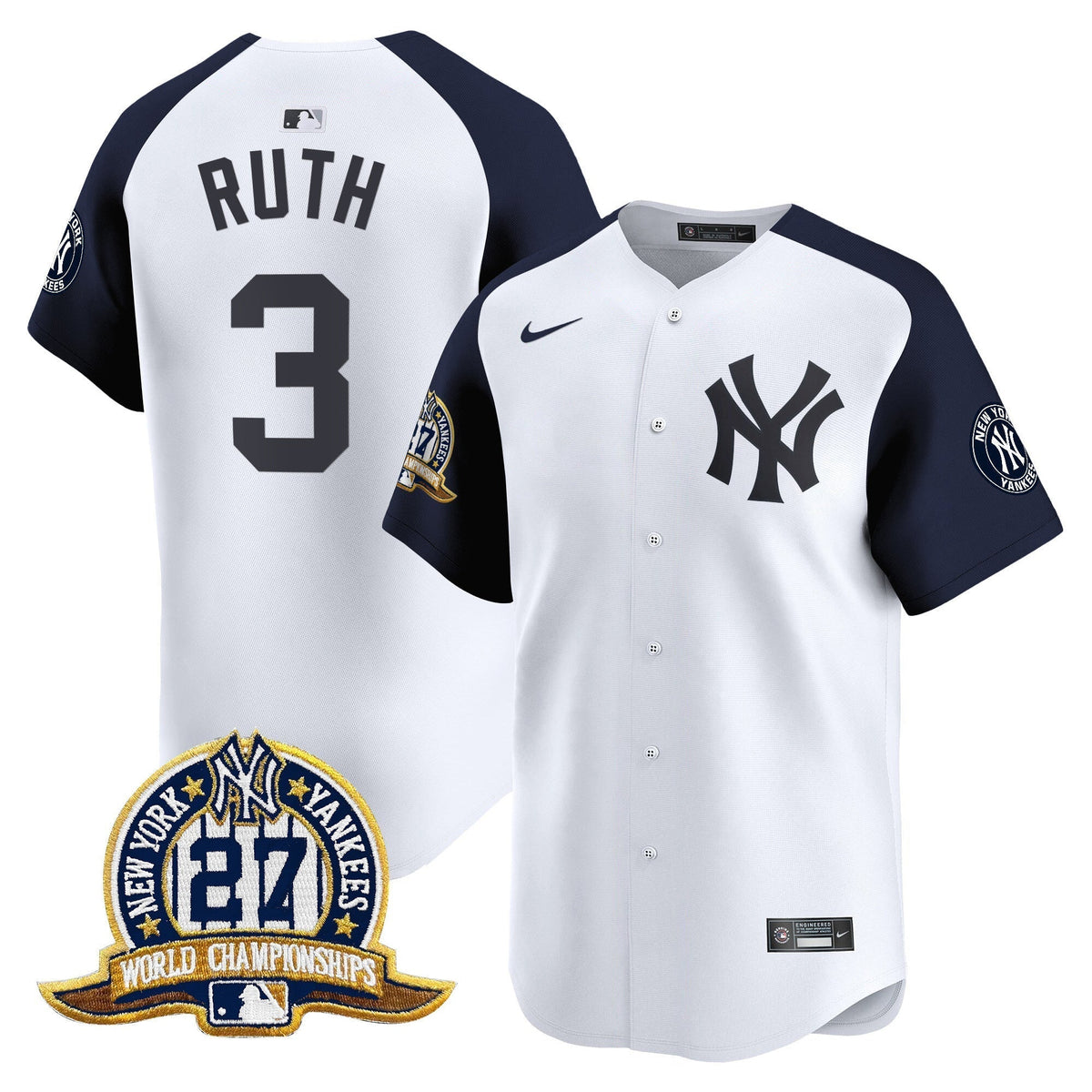 Men's New York Yankees 27 Time Champions Patch Vapor Premier Limited Jersey - All Stitched