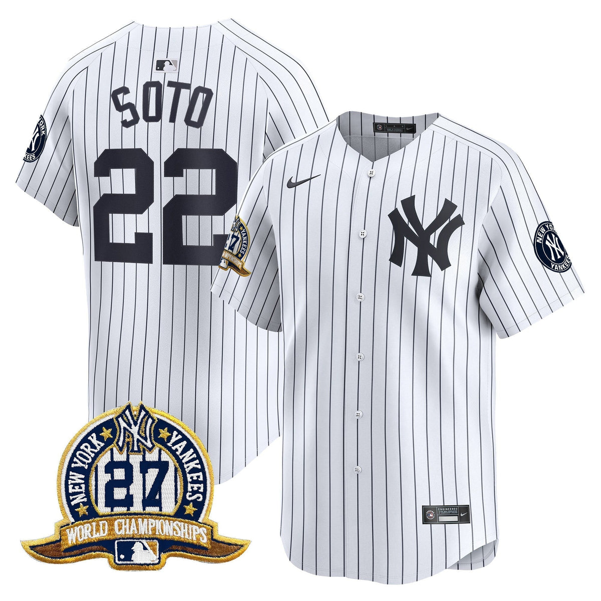 Men's New York Yankees 27 Time Champions Patch Vapor Premier Limited Jersey - All Stitched