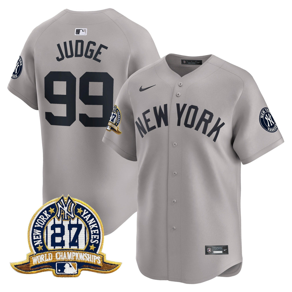 Men's New York Yankees 27 Time Champions Patch Vapor Premier Limited Jersey - All Stitched