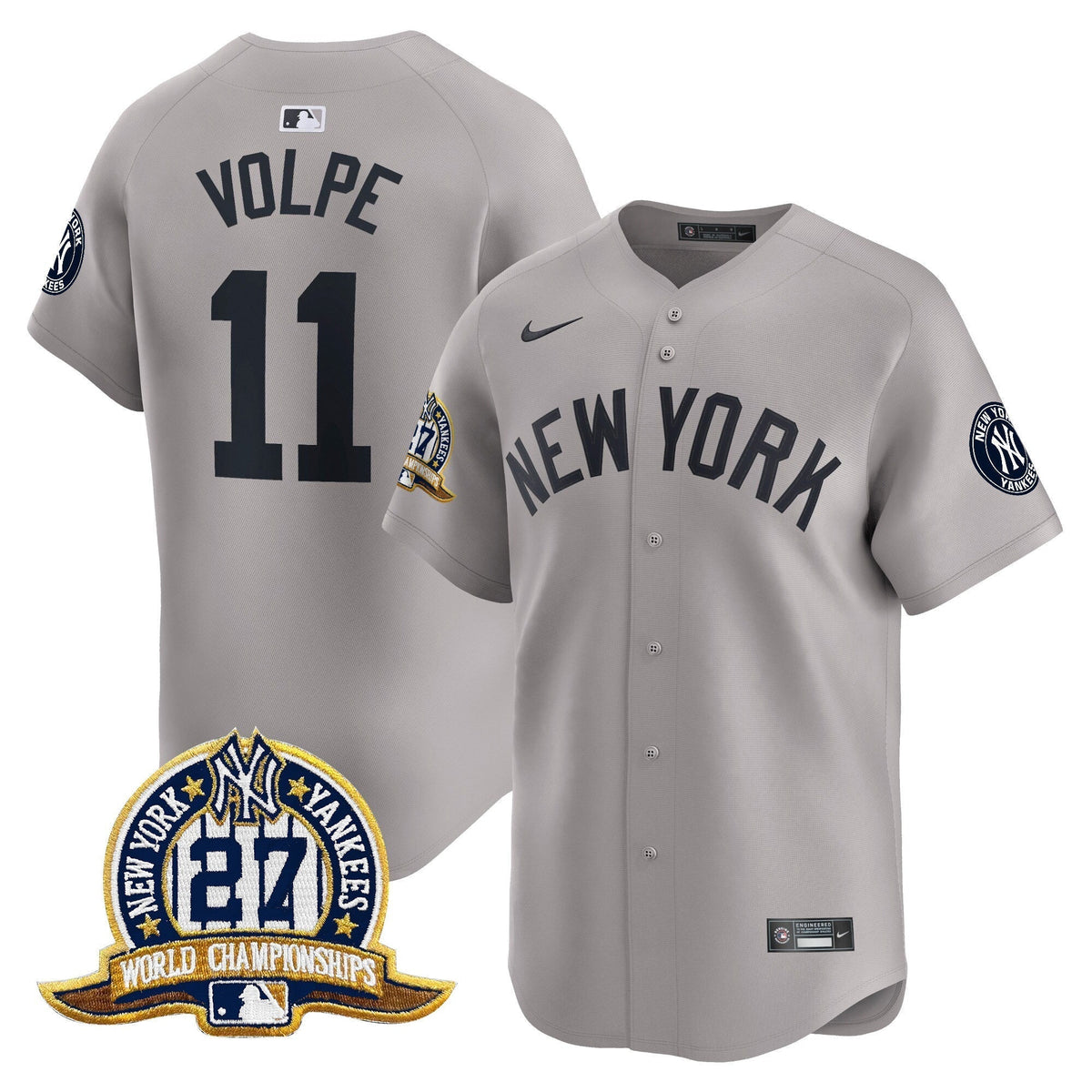 Men's New York Yankees 27 Time Champions Patch Vapor Premier Limited Jersey - All Stitched