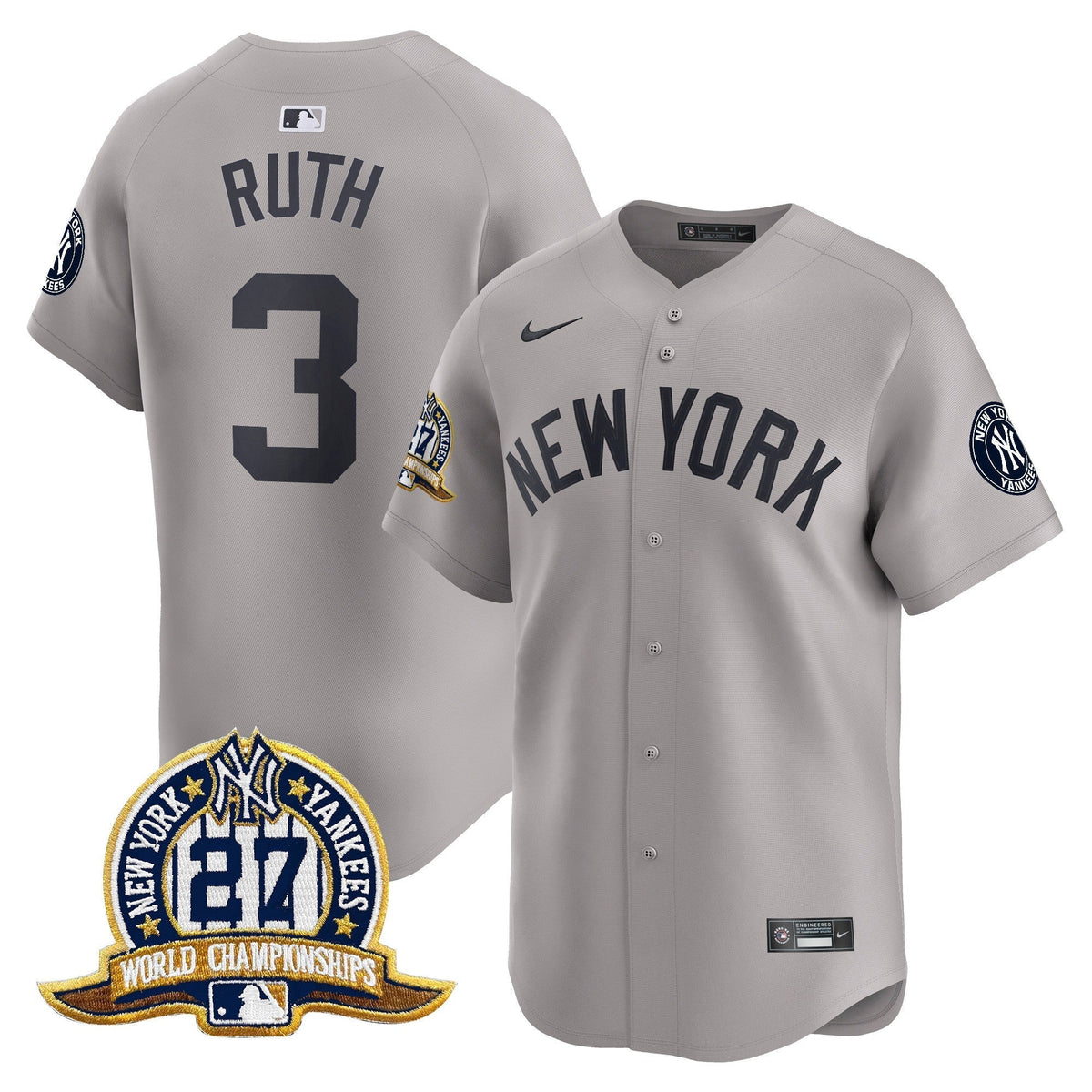 Men's New York Yankees 27 Time Champions Patch Vapor Premier Limited Jersey - All Stitched