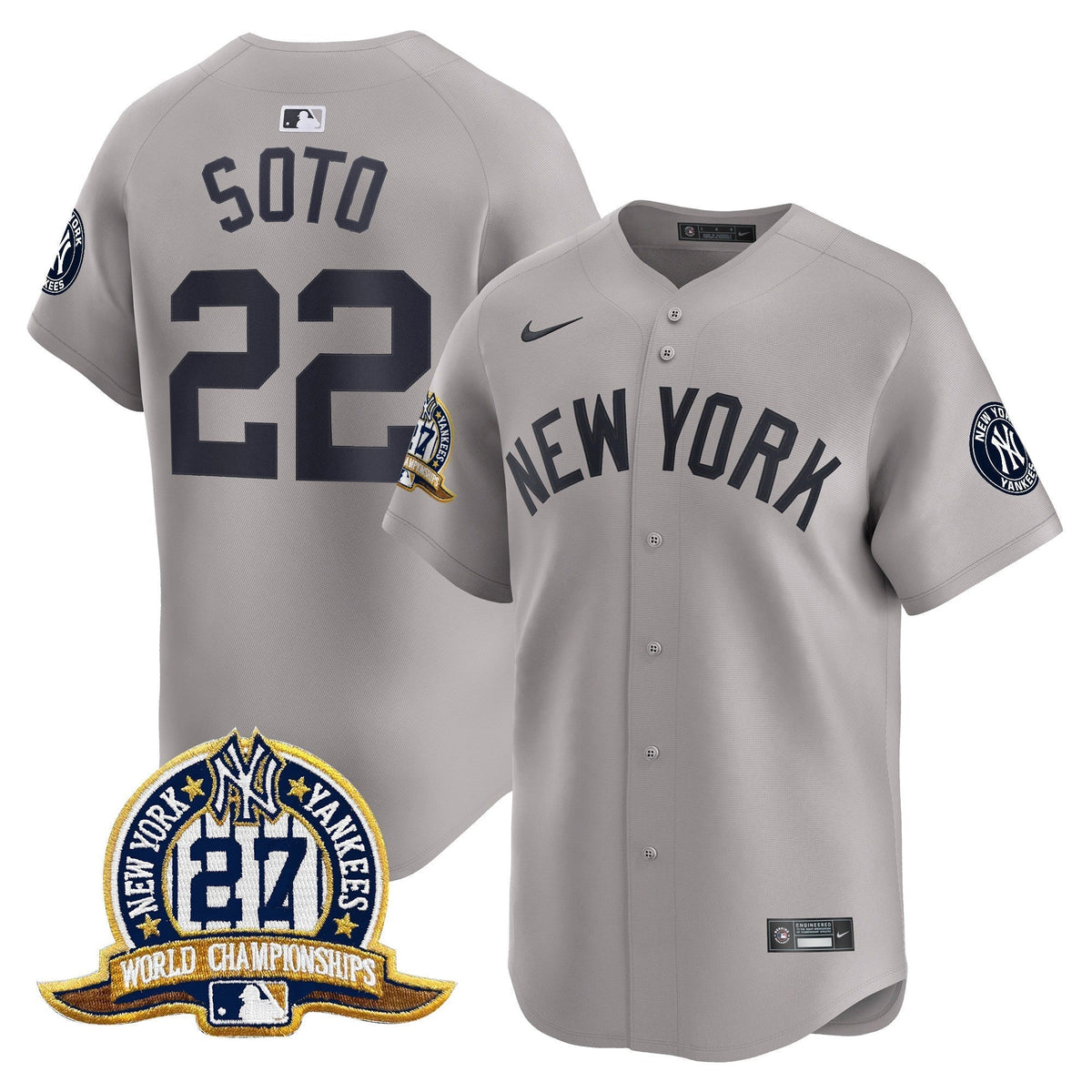 Men's New York Yankees 27 Time Champions Patch Vapor Premier Limited Jersey - All Stitched