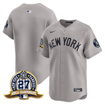Men's New York Yankees 27 Time Champions Patch Vapor Premier Limited Jersey - All Stitched
