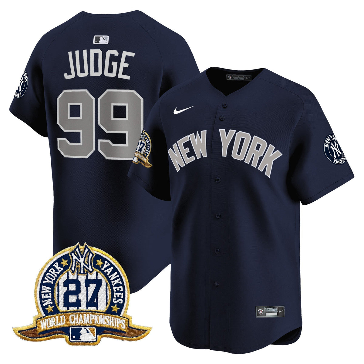 Men's New York Yankees 27 Time Champions Patch Vapor Premier Limited Jersey - All Stitched