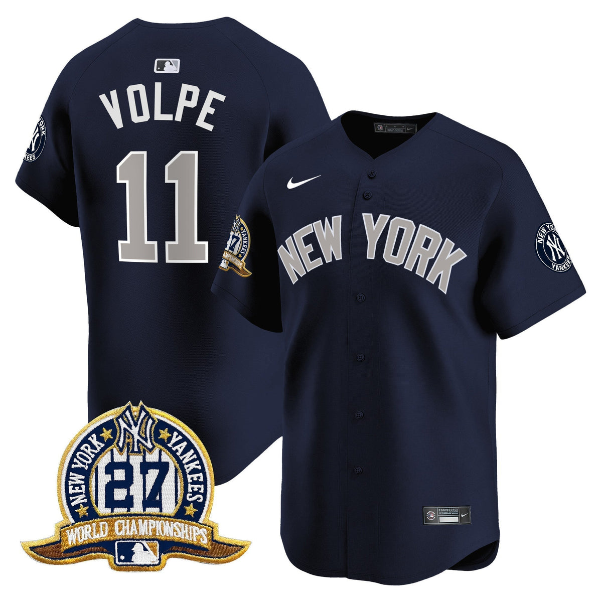 Men's New York Yankees 27 Time Champions Patch Vapor Premier Limited Jersey - All Stitched