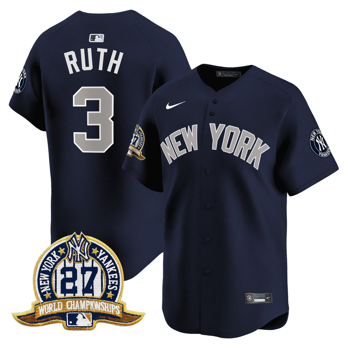 Men's New York Yankees 27 Time Champions Patch Vapor Premier Limited Jersey - All Stitched