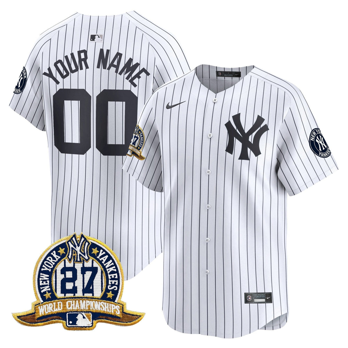 New York Yankees 27 Time Champions Patch Vapor Premier Limited Custom Jersey - All Stitched