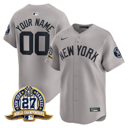 New York Yankees 27 Time Champions Patch Vapor Premier Limited Custom Jersey - All Stitched