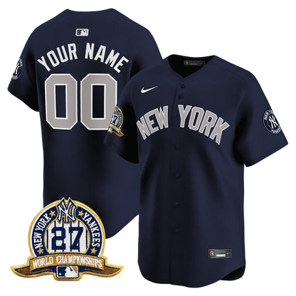 New York Yankees 27 Time Champions Patch Vapor Premier Limited Custom Jersey - All Stitched