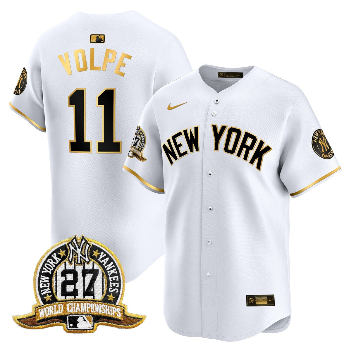 Men's New York Yankees 27 Time Champions Patch Vapor Premier Limited Jersey V2 - All Stitched