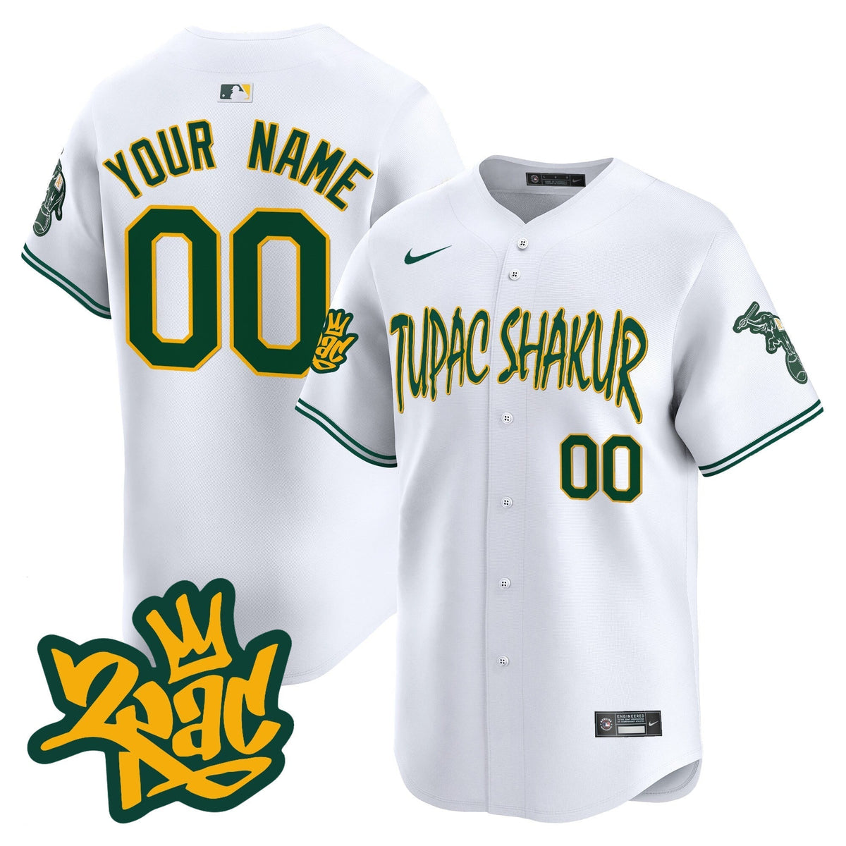 Oakland Athletics Tupac Shakur Vapor Premier Limited Custom Jersey - All Stitched