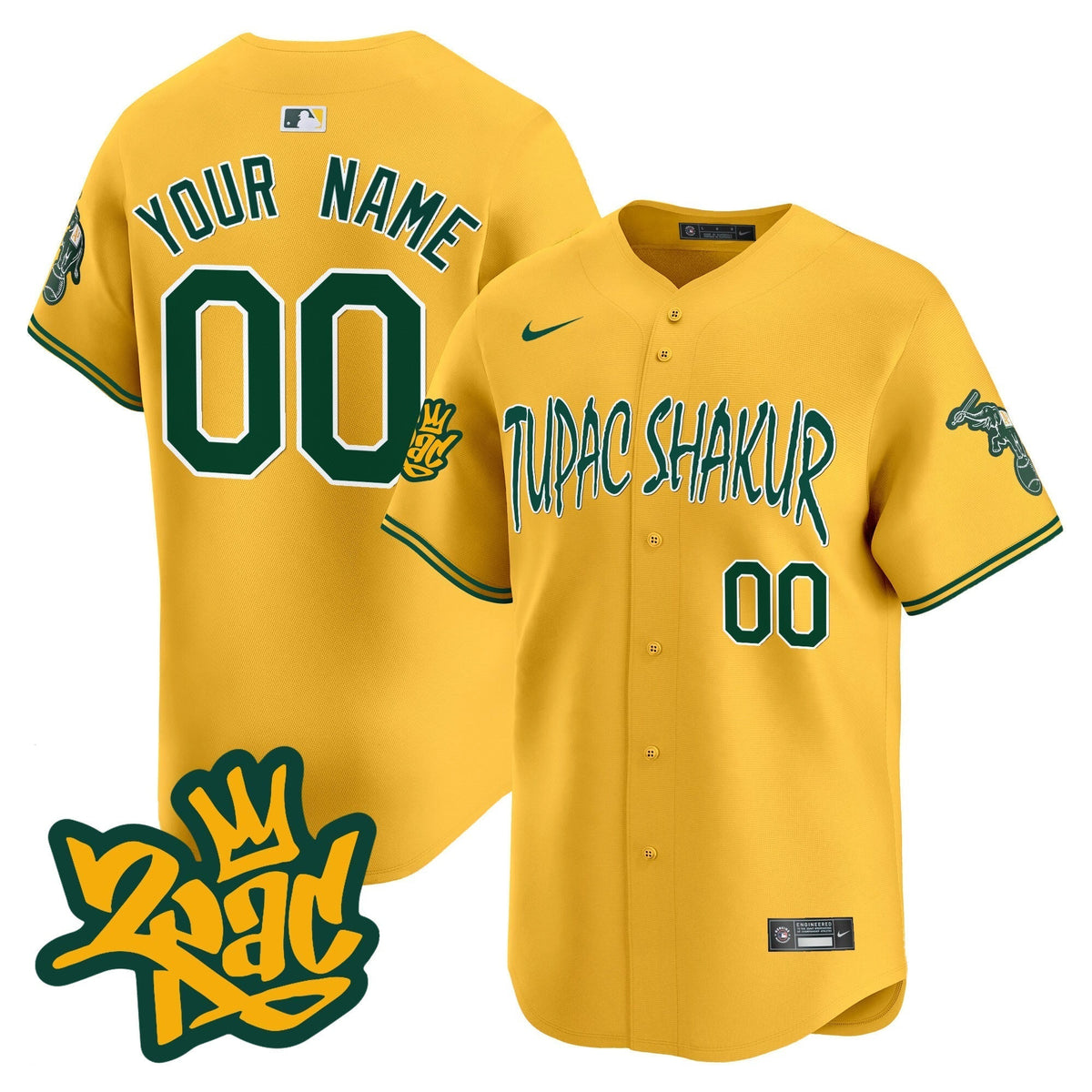 Oakland Athletics Tupac Shakur Vapor Premier Limited Custom Jersey - All Stitched