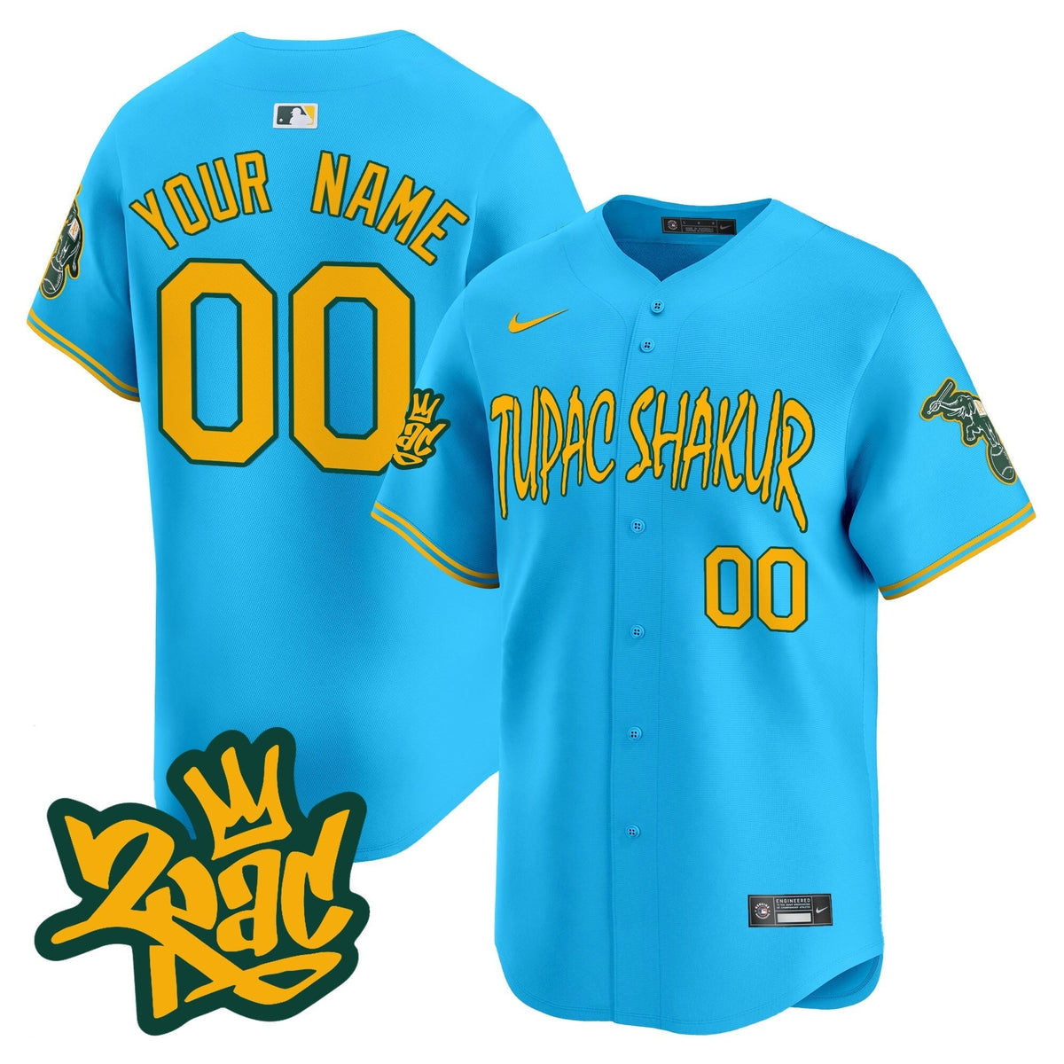 Oakland Athletics Tupac Shakur Vapor Premier Limited Custom Jersey - All Stitched