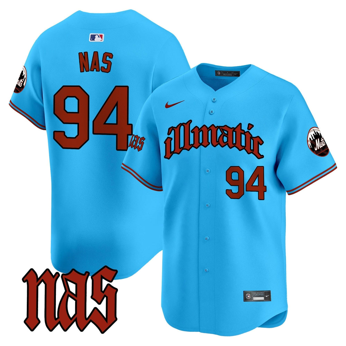 Men's Mets Nas Illmatic Vapor Premier Limited Jersey - All Stitched