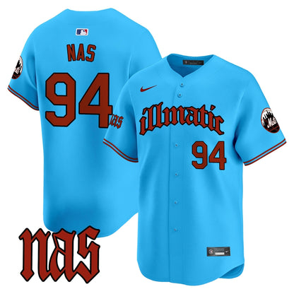 Men's Mets Nas Illmatic Vapor Premier Limited Jersey - All Stitched