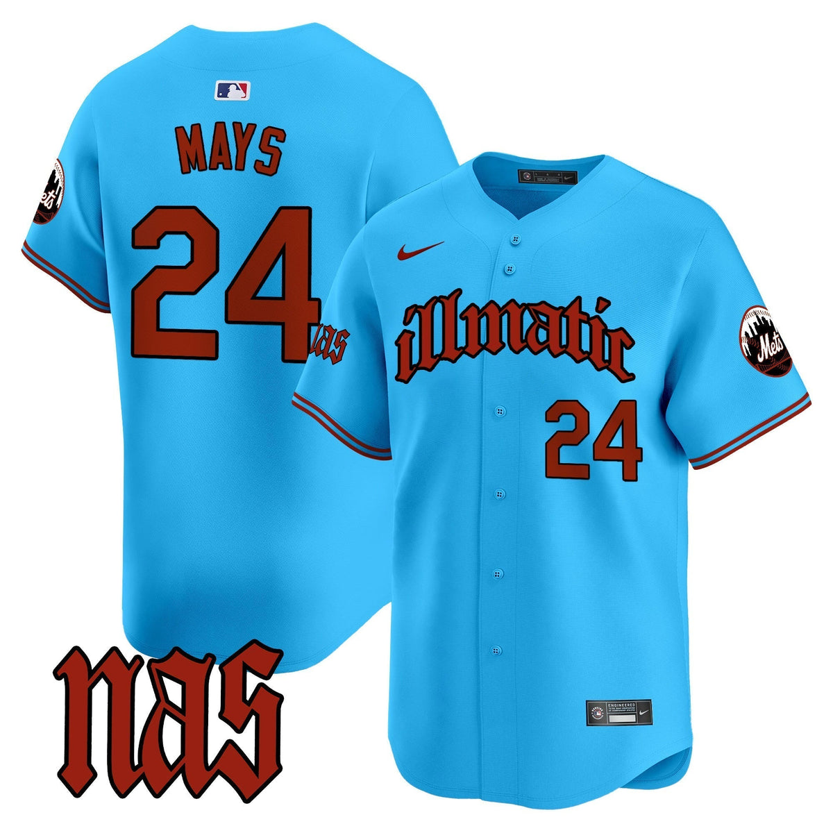 Men's Mets Nas Illmatic Vapor Premier Limited Jersey - All Stitched