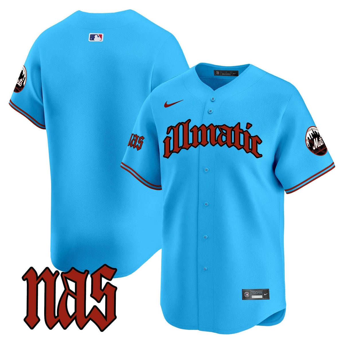Men's Mets Nas Illmatic Vapor Premier Limited Jersey - All Stitched