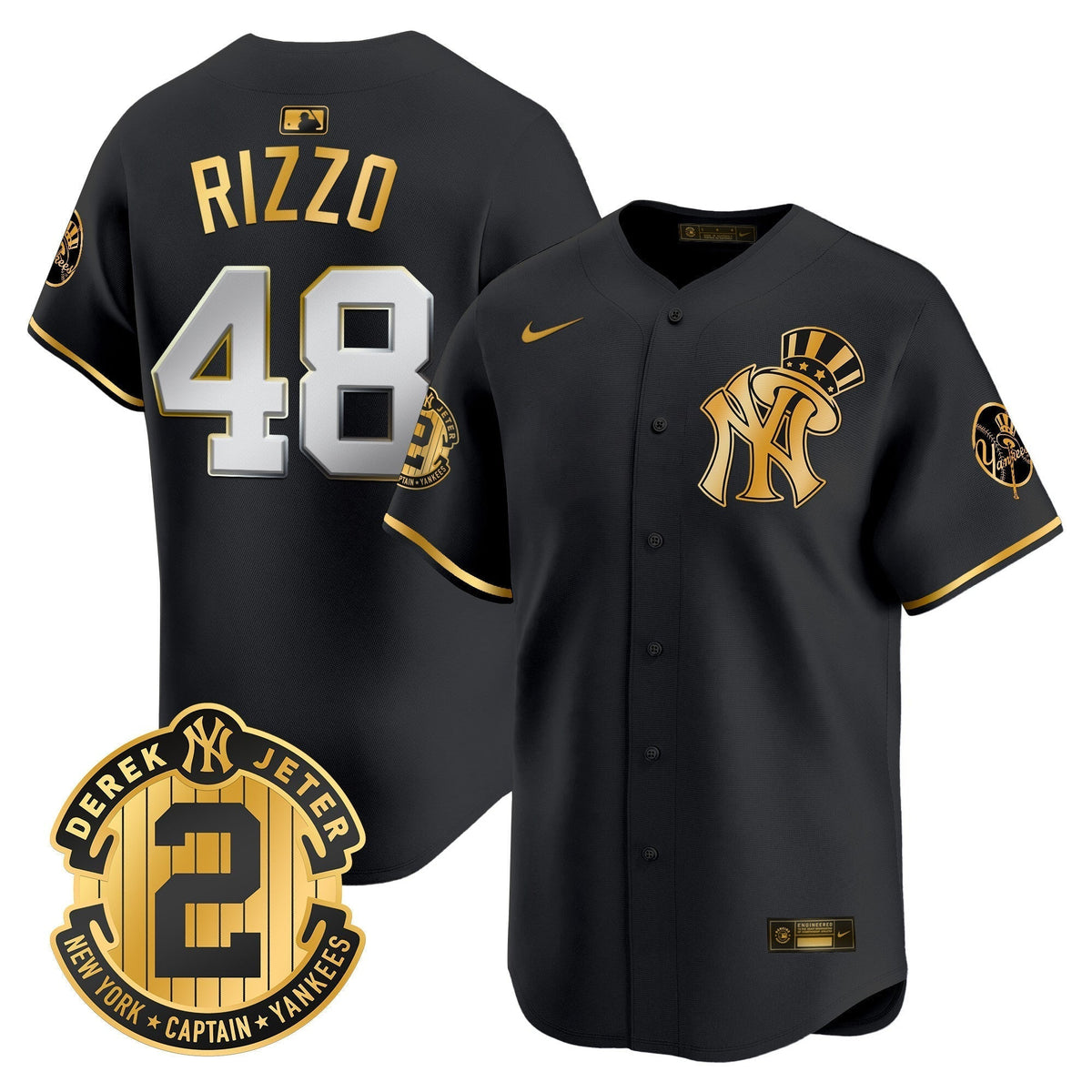 Men's New York Yankees Derek Jeter Patch Vapor Premier Limited Jersey V2 - All Stitched