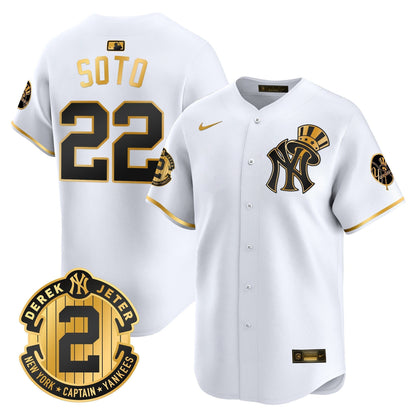 Men's New York Yankees Derek Jeter Patch Vapor Premier Limited Jersey V2 - All Stitched