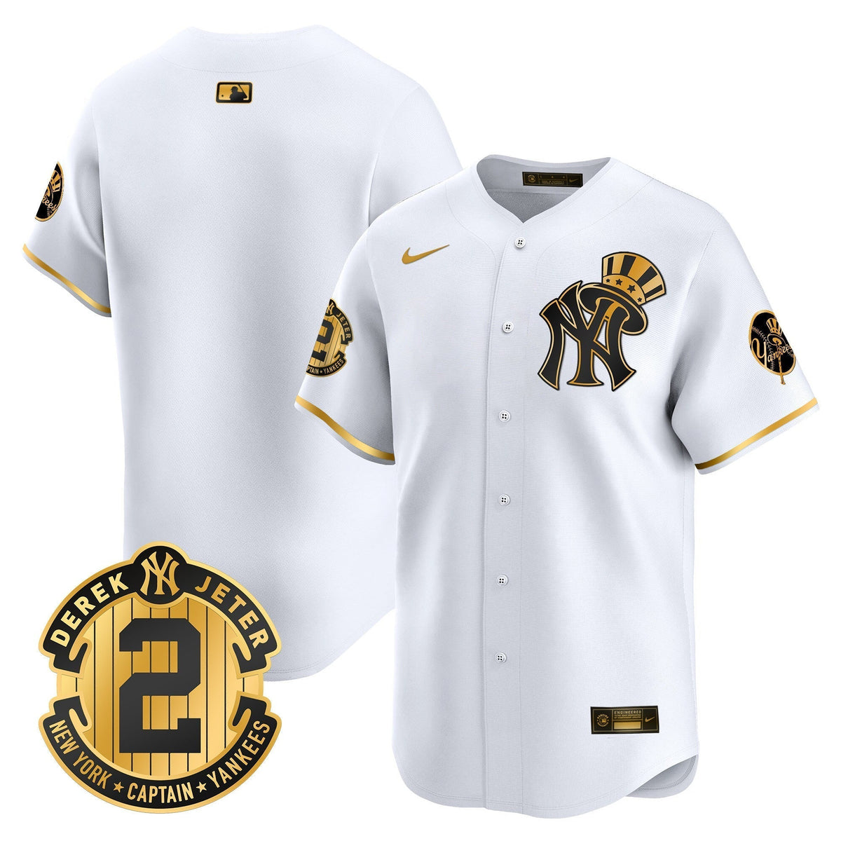 Men's New York Yankees Derek Jeter Patch Vapor Premier Limited Jersey V2 - All Stitched