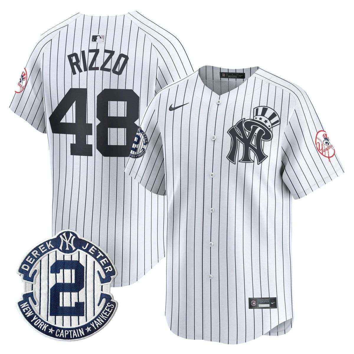 Men's New York Yankees Derek Jeter Patch Vapor Premier Limited Jersey V2 - All Stitched