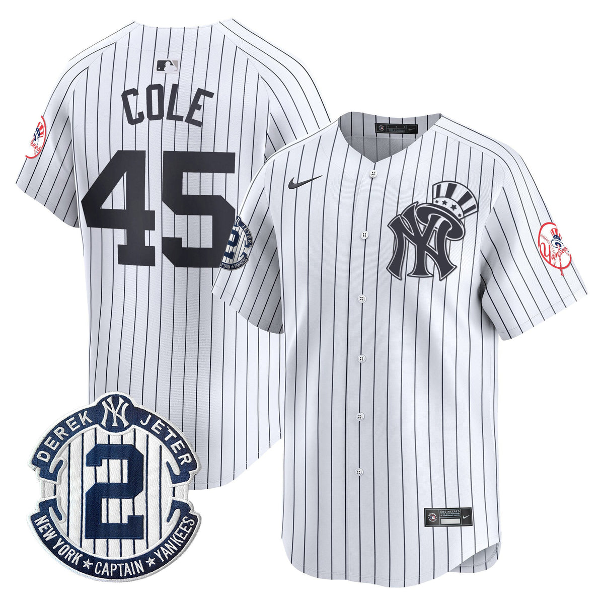 Men's New York Yankees Derek Jeter Patch Vapor Premier Limited Jersey V2 - All Stitched