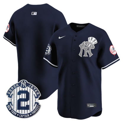 Men's New York Yankees Derek Jeter Patch Vapor Premier Limited Jersey V2 - All Stitched