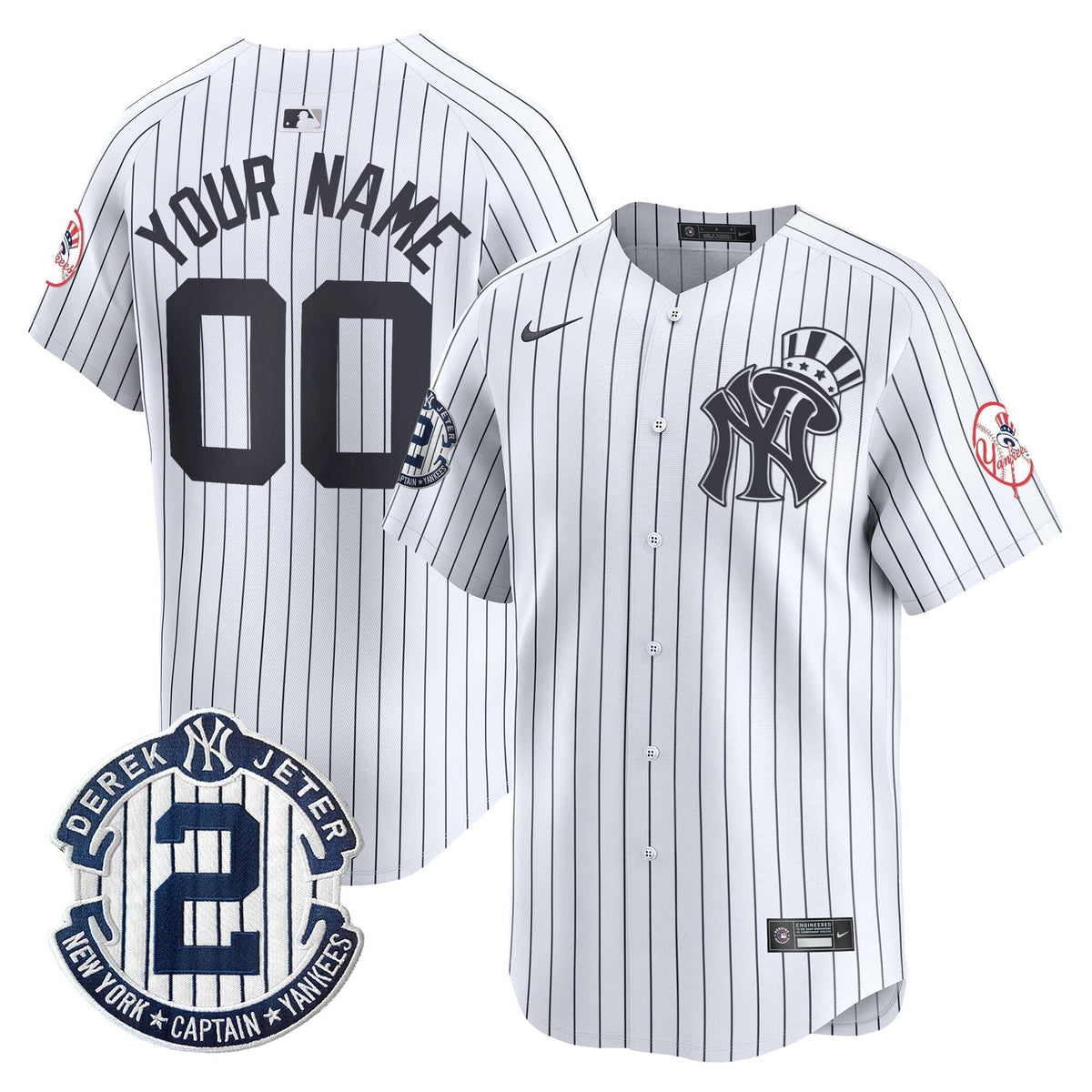 New York Yankees Derek Jeter Patch Vapor Premier Limited Custom Jersey V2 - All Stitched