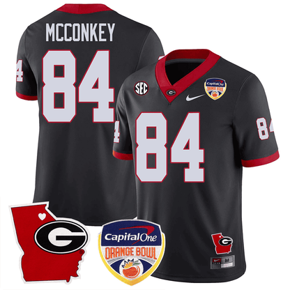 Men's Georgia Bulldogs Georgia State Map & Orange Bowl Patch Jersey - All Stitched