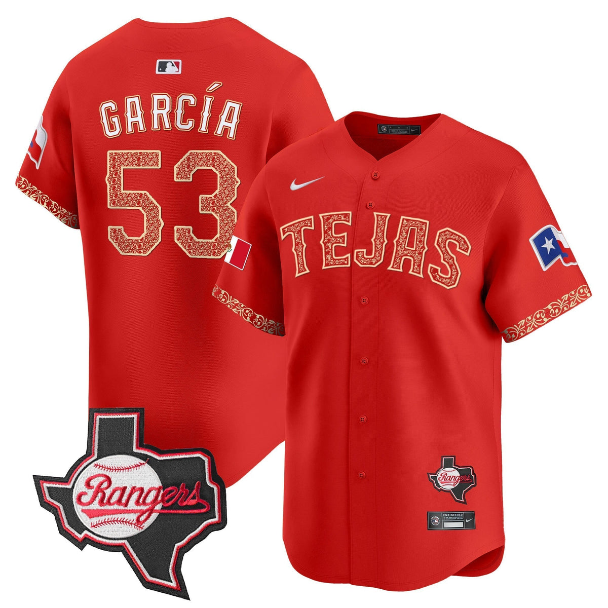 Men's Texas Rangers Mexico Texas Patch Vapor Premier Limited Jersey - All Stitched