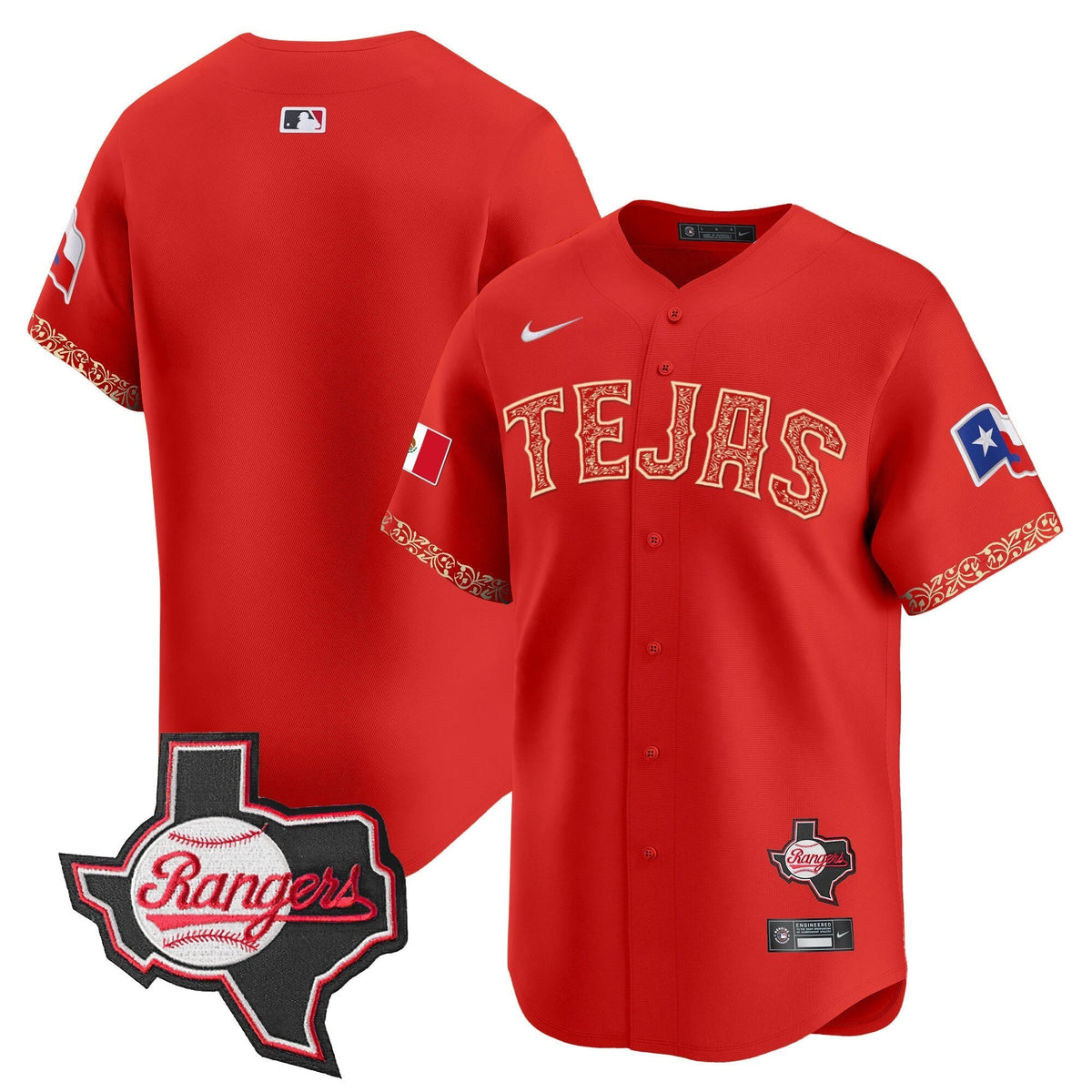 Men's Texas Rangers Mexico Texas Patch Vapor Premier Limited Jersey - All Stitched