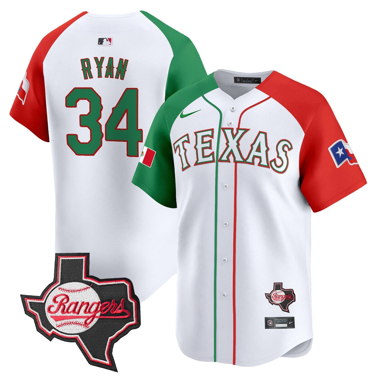 Men's Texas Rangers Mexico Texas Patch Vapor Premier Limited Jersey - All Stitched