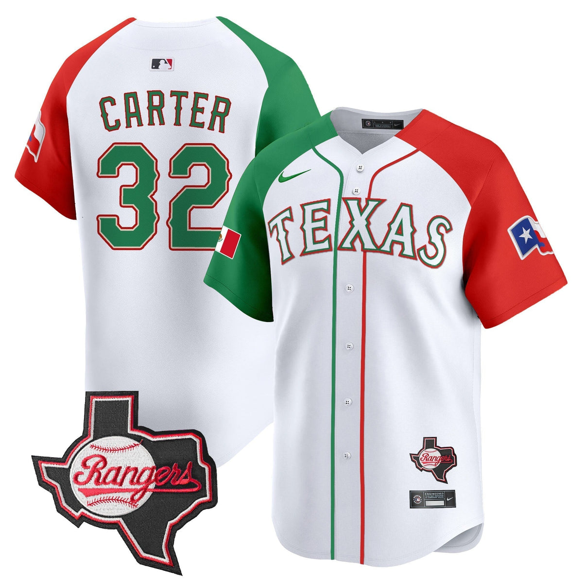 Men's Texas Rangers Mexico Texas Patch Vapor Premier Limited Jersey - All Stitched
