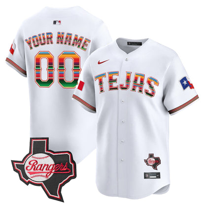 Texas Rangers Mexico Texas Patch Vapor Premier Limited Custom Jersey - All Stitched