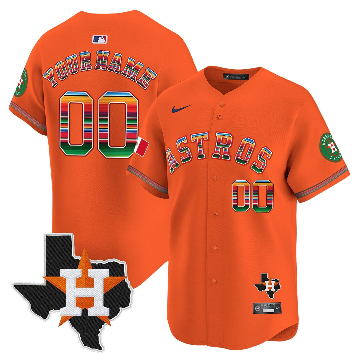 Astros Mexico Texas Patch Vapor Premier Limited Custom Jersey - All Stitched