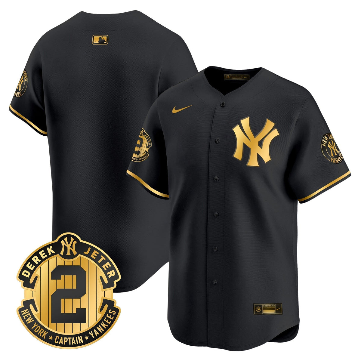 Men's Yankees Derek Jeter Patch Vapor Premier Limited Jersey - All Stitched