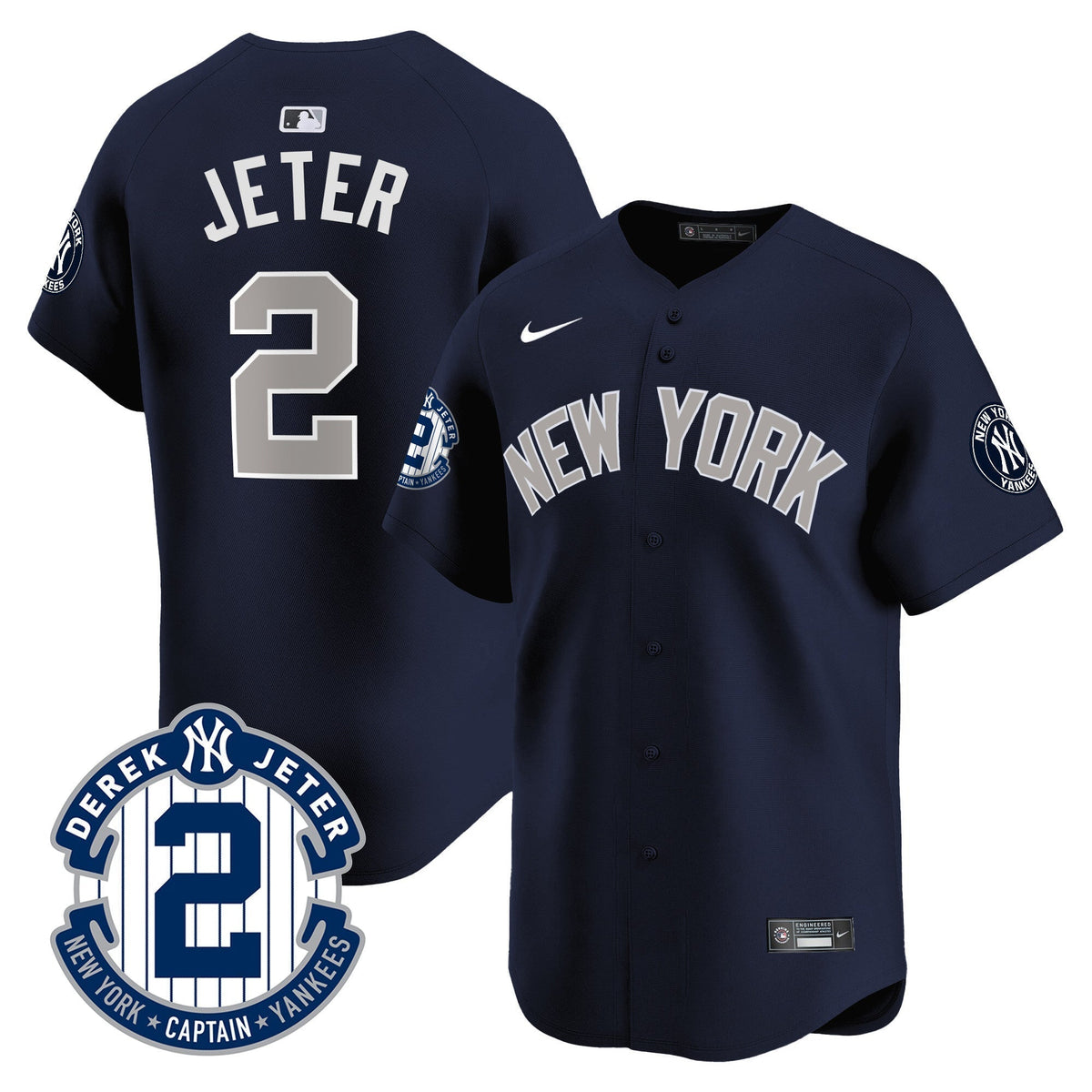 Men's Yankees Derek Jeter Patch Vapor Premier Limited Jersey - All Stitched