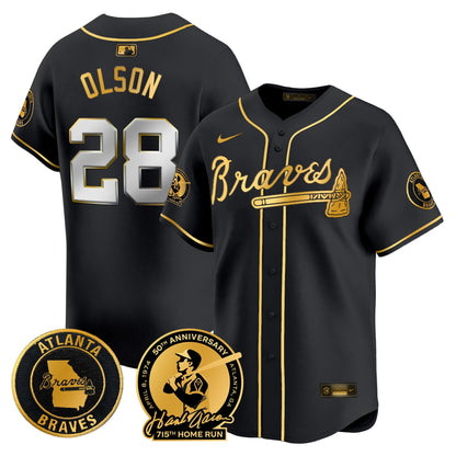 Men's Atlanta Braves Hank Aaron 715th Home Run Patch Vapor Premier Limited Jersey - All Stitched