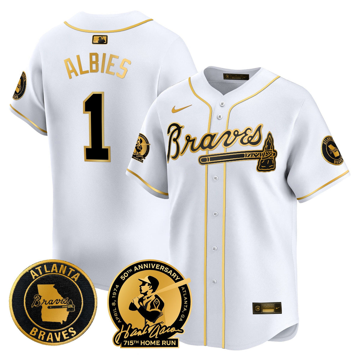 Men's Atlanta Braves Hank Aaron 715th Home Run Patch Vapor Premier Limited Jersey - All Stitched