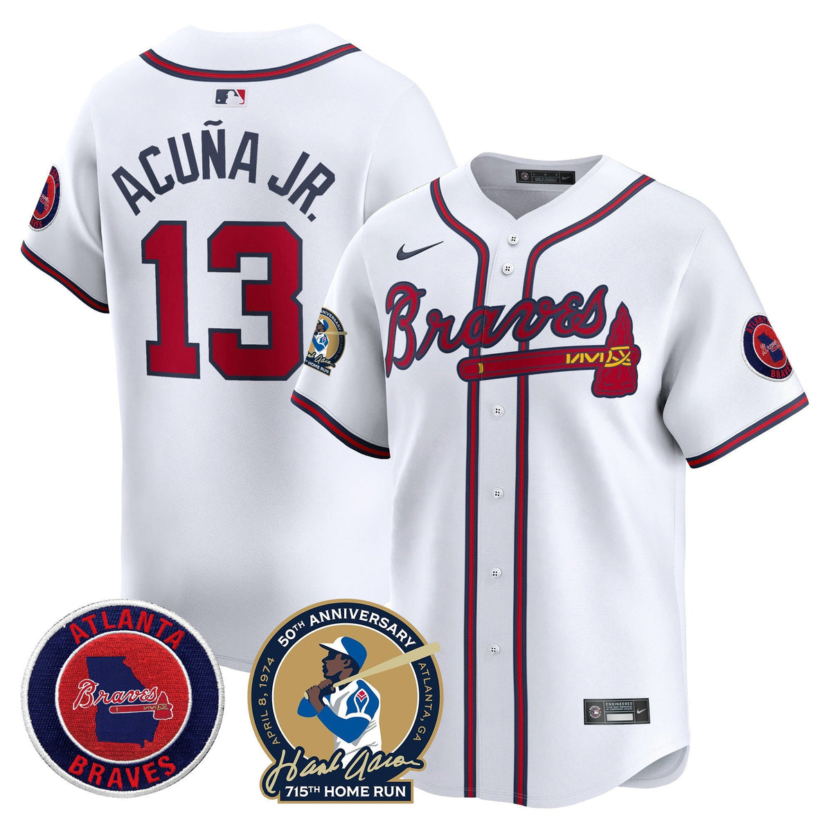 Men's Atlanta Braves Hank Aaron 715th Home Run Patch Vapor Premier Limited Jersey - All Stitched