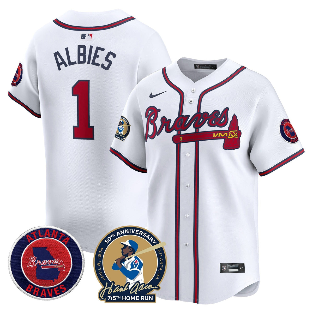 Men's Atlanta Braves Hank Aaron 715th Home Run Patch Vapor Premier Limited Jersey - All Stitched
