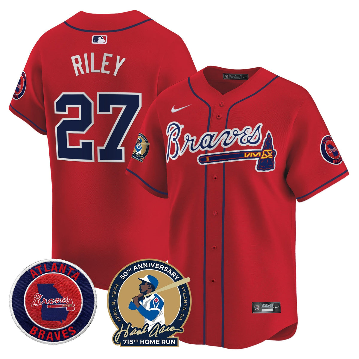 Men's Atlanta Braves Hank Aaron 715th Home Run Patch Vapor Premier Limited Jersey - All Stitched