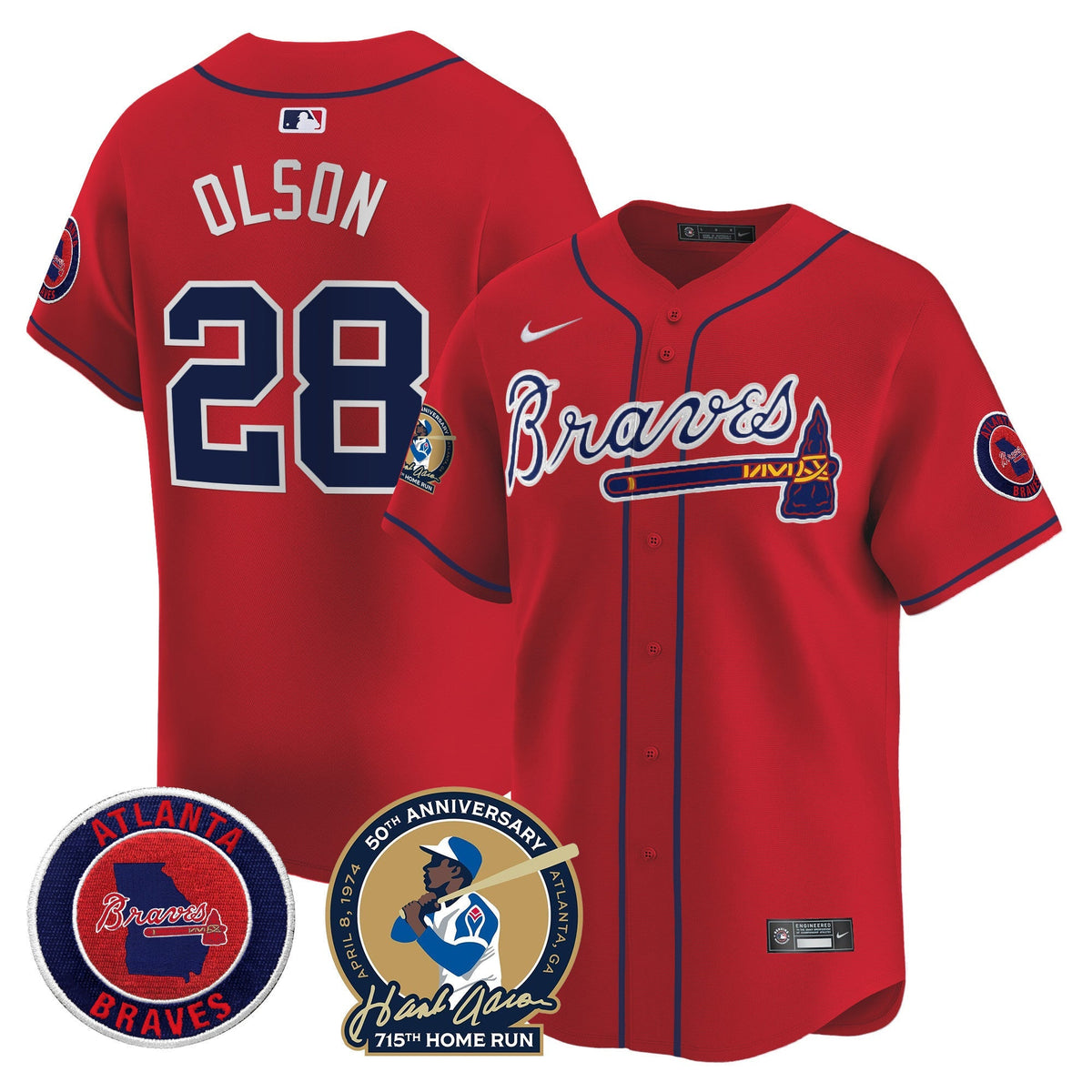 Men's Atlanta Braves Hank Aaron 715th Home Run Patch Vapor Premier Limited Jersey - All Stitched