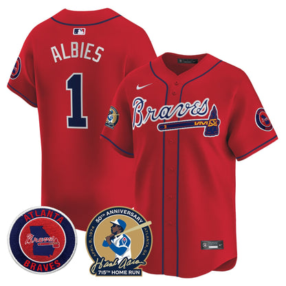 Men's Atlanta Braves Hank Aaron 715th Home Run Patch Vapor Premier Limited Jersey - All Stitched