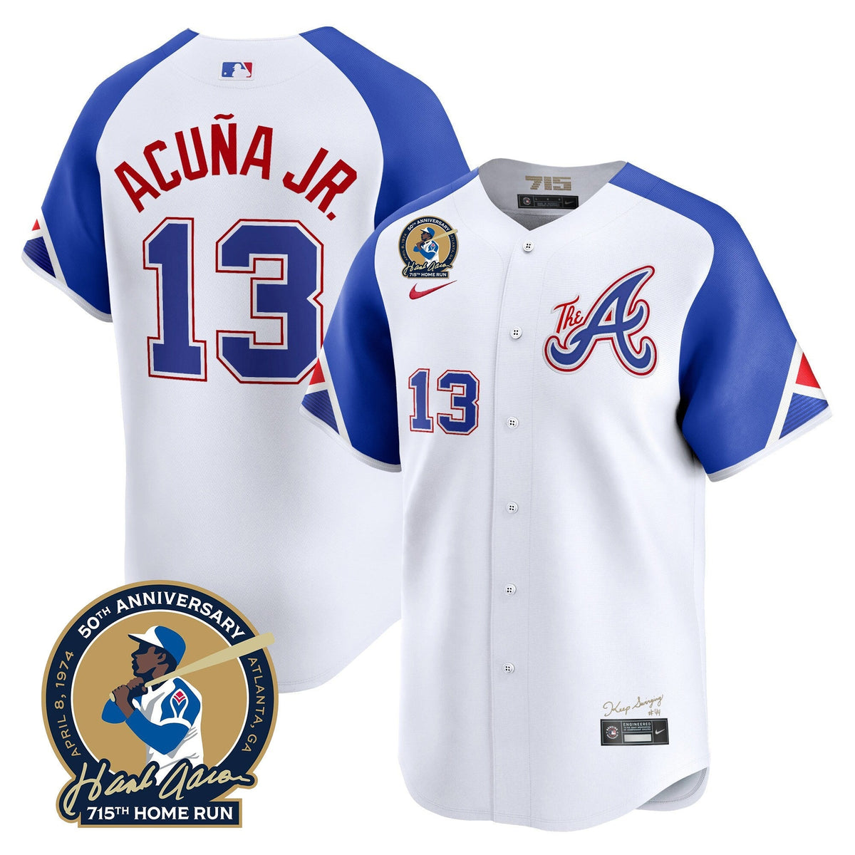 Men's Atlanta Braves Hank Aaron 715th Home Run Patch Vapor Premier Limited Jersey - All Stitched