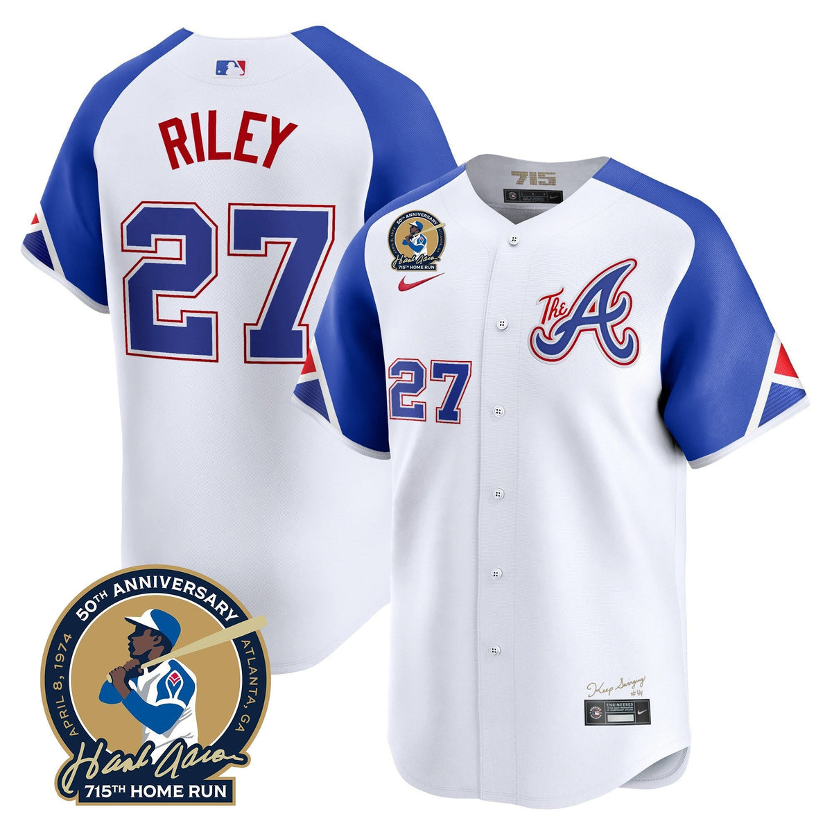 Men's Atlanta Braves Hank Aaron 715th Home Run Patch Vapor Premier Limited Jersey - All Stitched