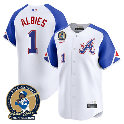 Men's Atlanta Braves Hank Aaron 715th Home Run Patch Vapor Premier Limited Jersey - All Stitched